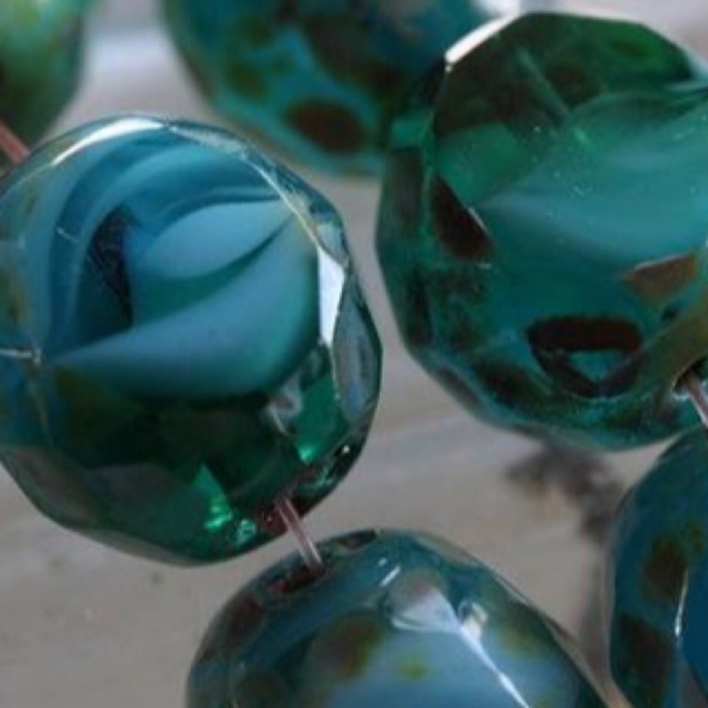 Sea bed, Beach glass sterling silver earrings - Picture 6 of 8